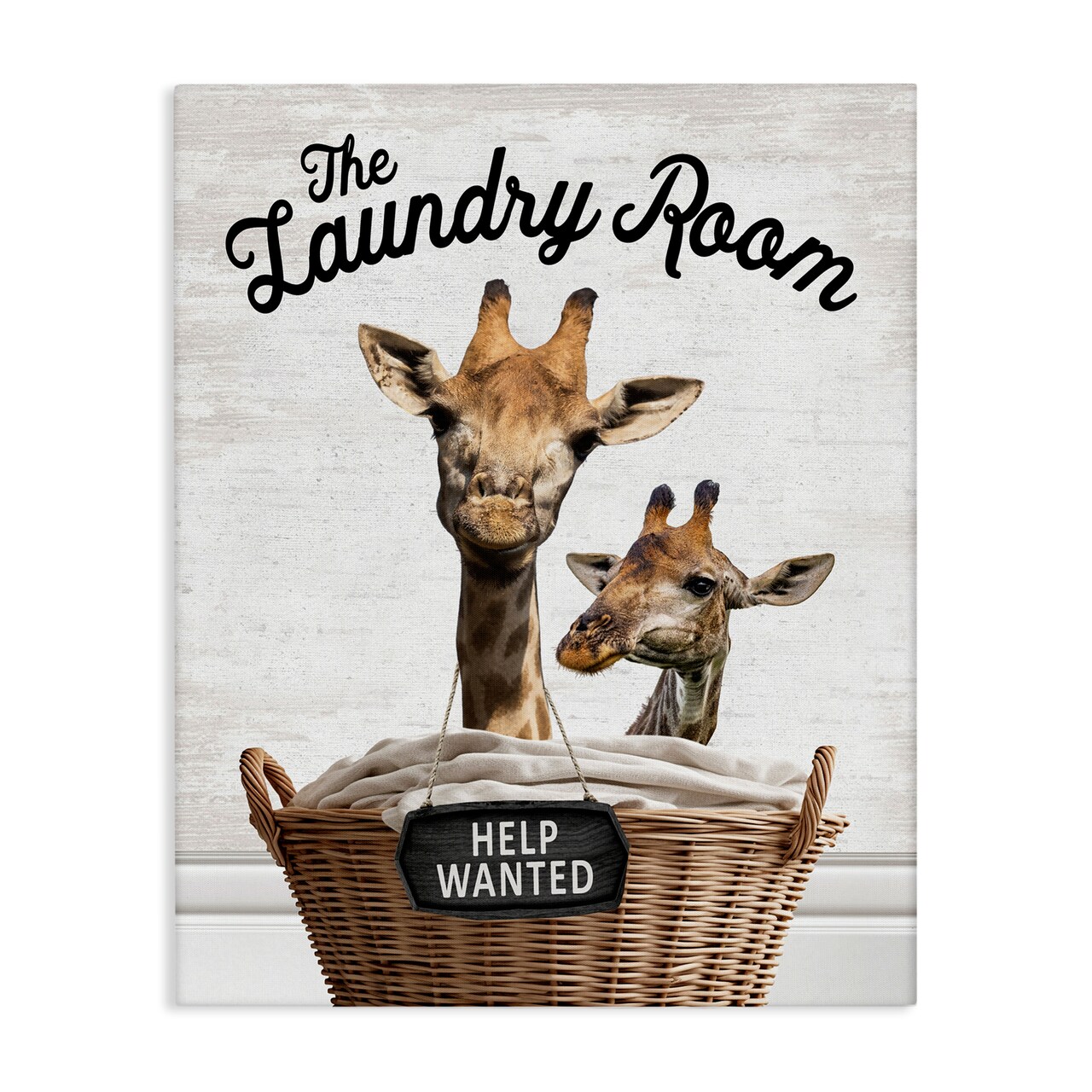 Stupell Industries Help Wanted Laundry Room Giraffes Canvas Design by Lettered and Lined